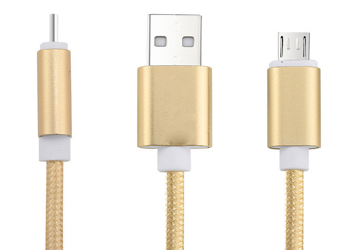 1m 2m 3m Nylon Android Phone Charger Cord , Samsung Micro Usb Cable 5V 2.1A