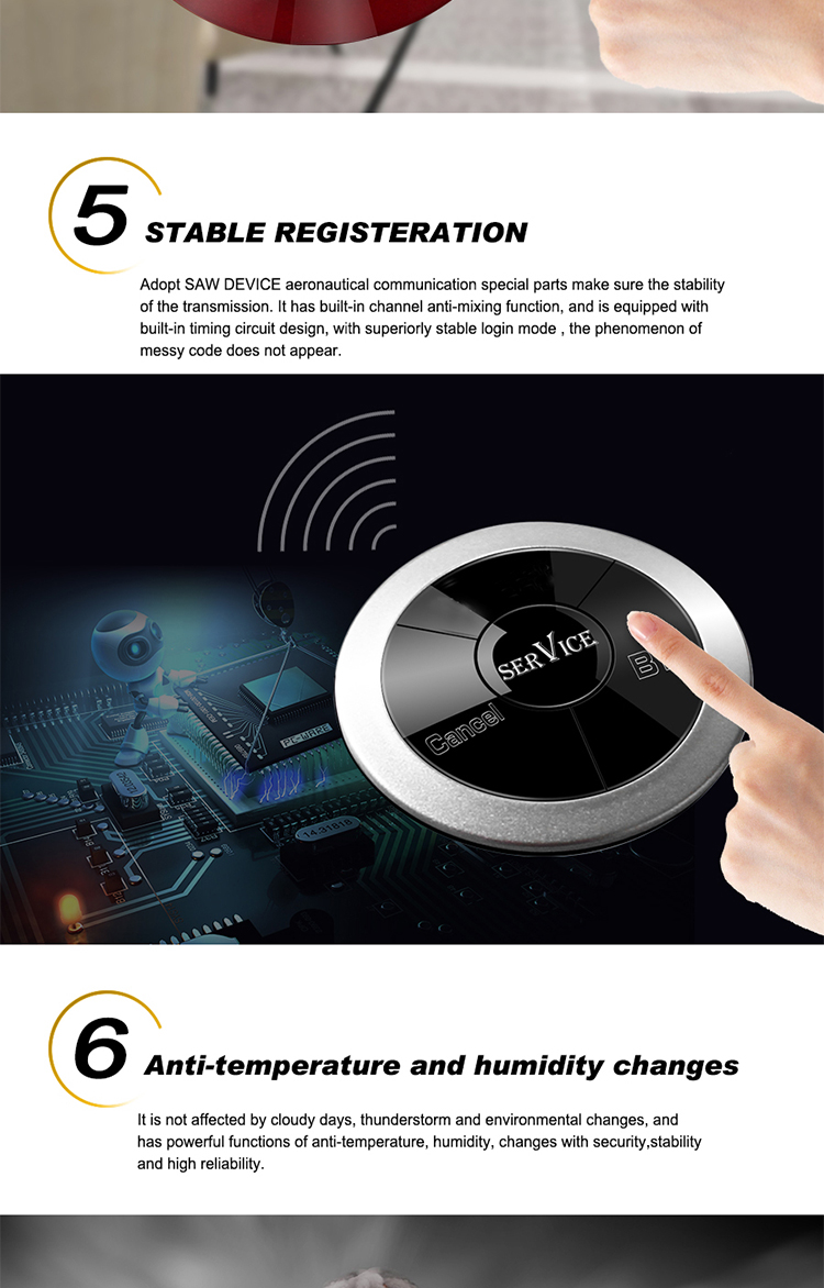 HCM310 Newest 360 degrees all-round waterproof restaurant wireless service call button