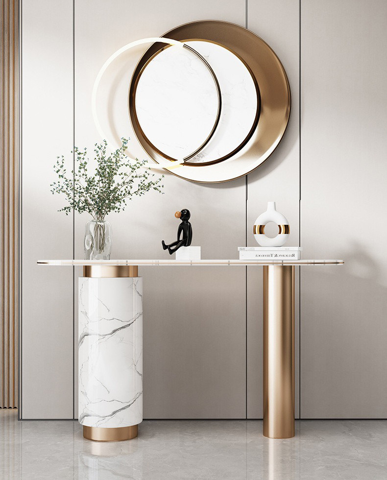 Stainless Steel & Marble Console Tables - Timeless Modern Design