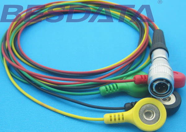 TPU Material ECG EKG Cables shielded Leadwires 4 Leads Colorized Cable Snap IEC Din 1.5mm Plug nihon kohden