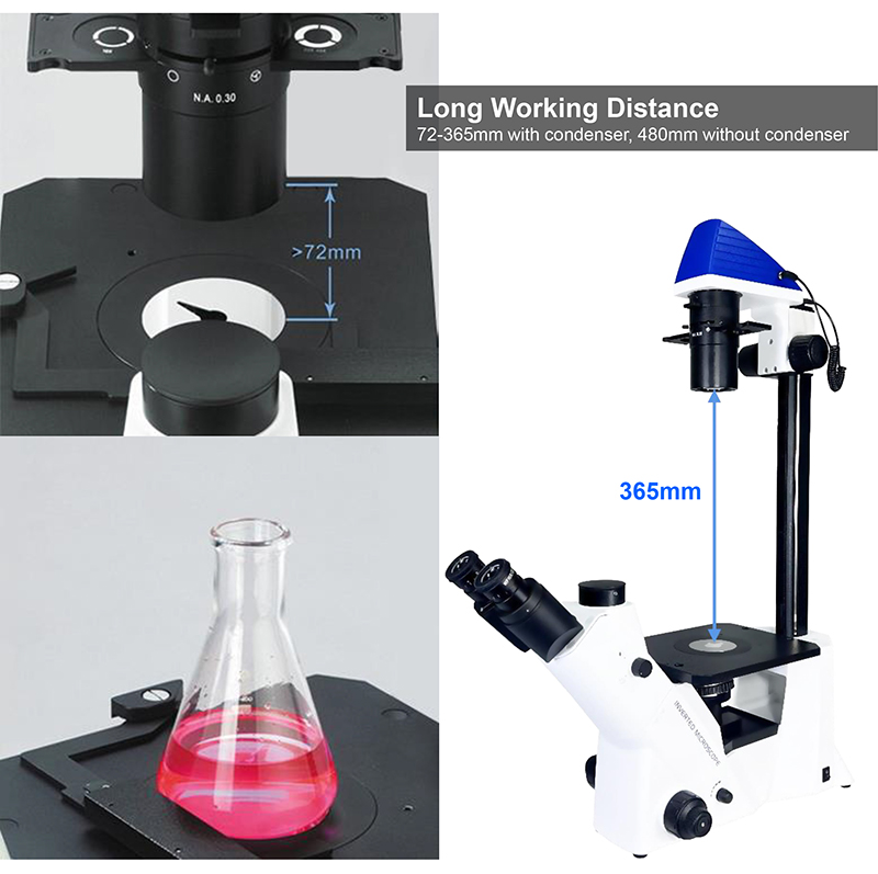 Opto-Edu A14.2604 Inverted Optical Trinocular Phase Contrast Cell Factory Microscope