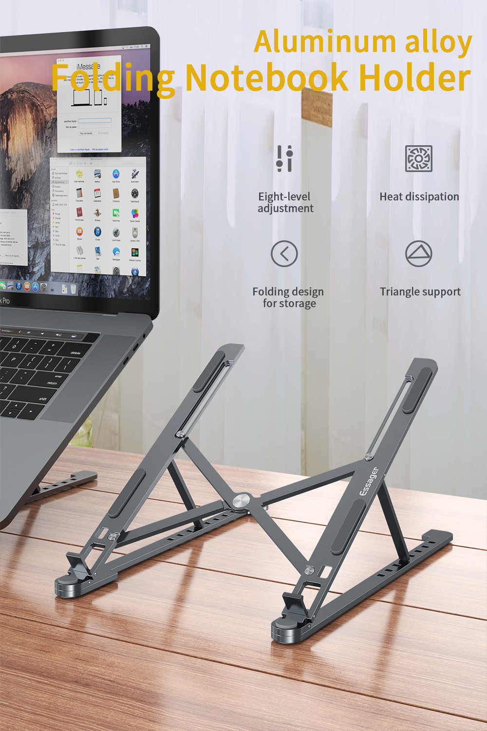 Adjustable Aluminum Laptop Stand Foldable Waterproof At Office Home Trip