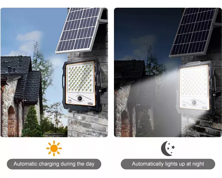 120° Beam Angle 100 200 300 400watt Solar Light With Cctv Camera Aluminum Led Flood Lights