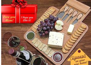 China Antibacterial Bamboo Cheese Board With Knives Wood Charcuterie Platter &amp; Meat Server wholesale