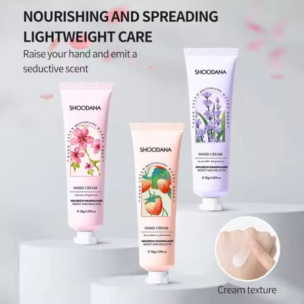 Hand cream application demonstration