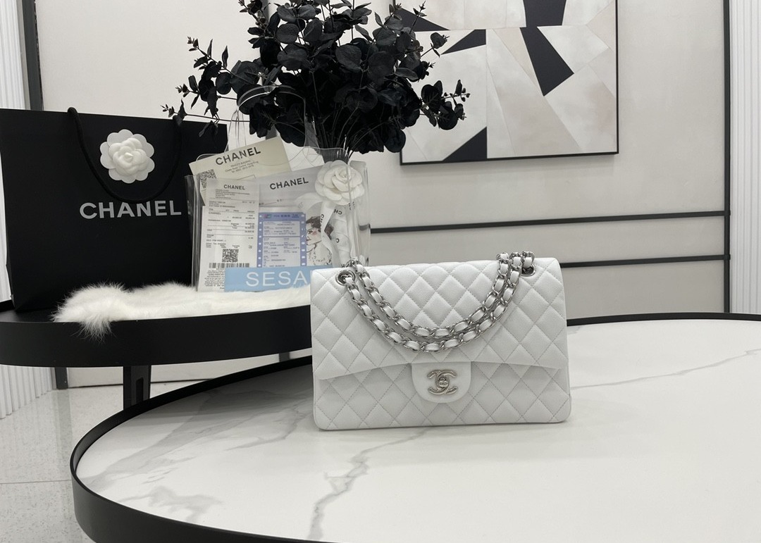 Ball Caviar Womens Chain Bag Calf Skin Inside Suede 25cm Length