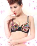 Sexy Colorful Night Club Wear Spandex Beaded Bra Tops With Decorative Rhinestone