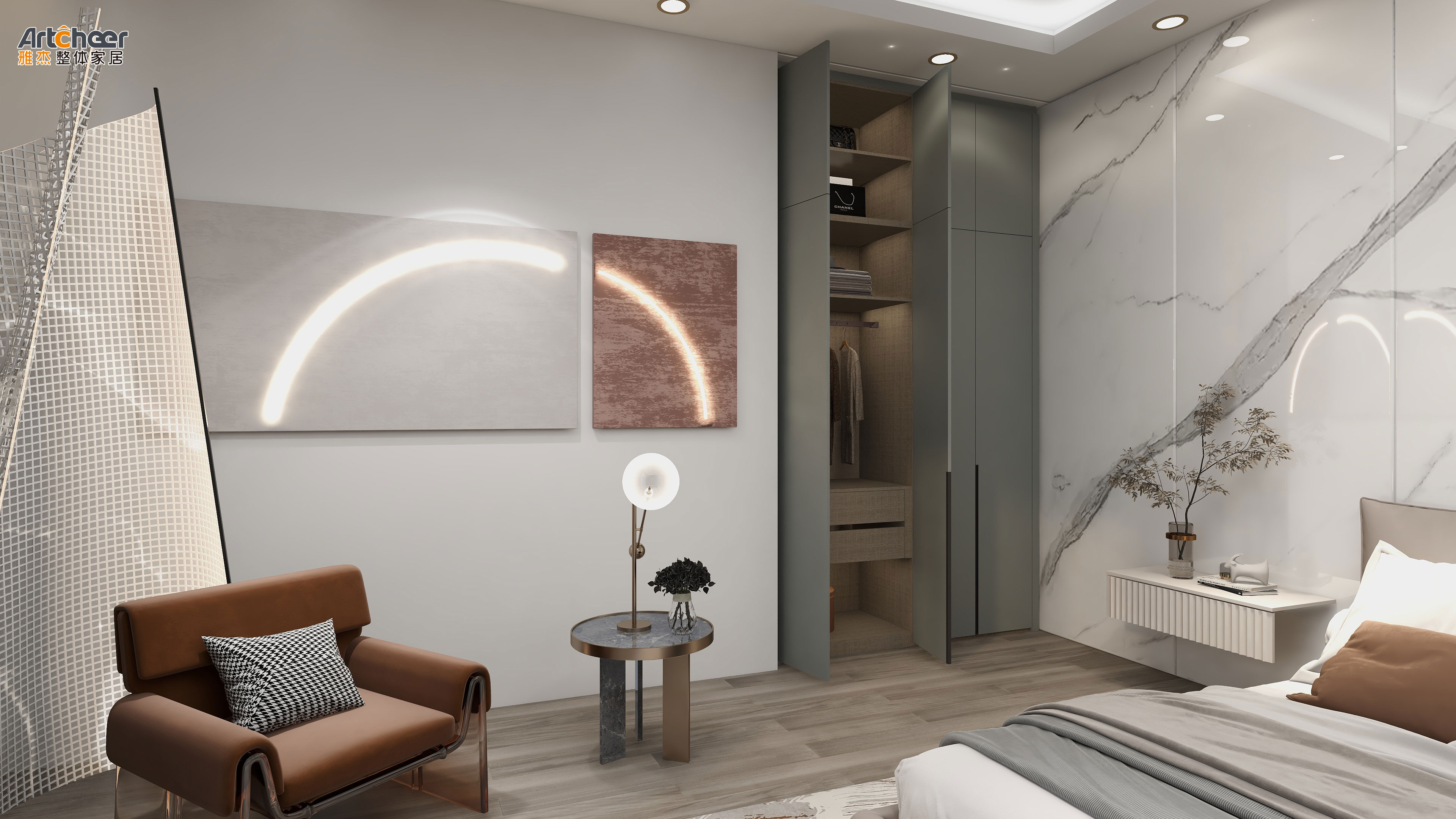 Wooden Modern Open Combination Wardrobe for Clothes in Walk-in Closet Bedroom Furniture