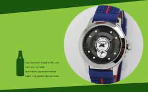 China 41mm round stainless steel case watch 5ATM water resisitant silicone band wrist watch wholesale