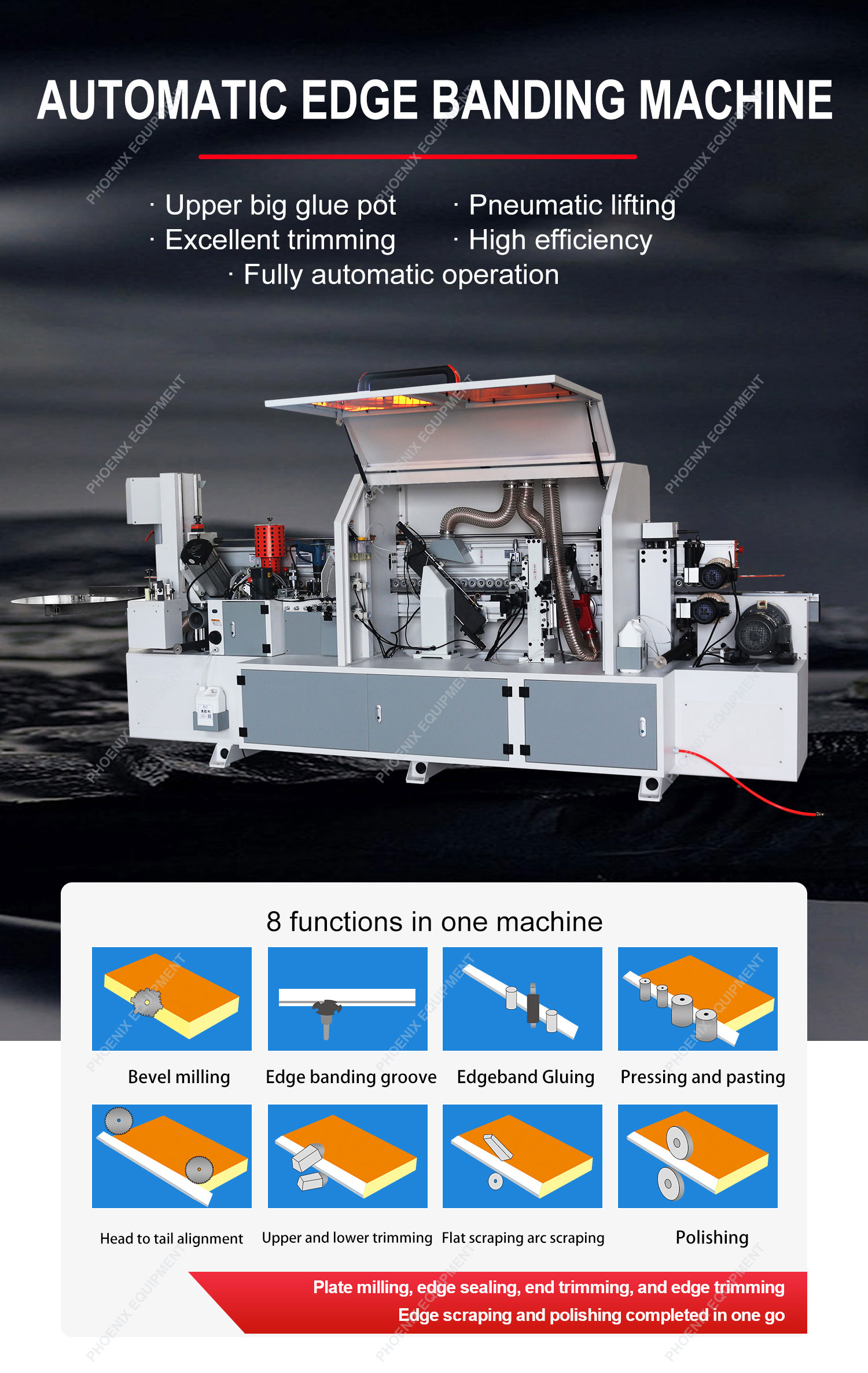 Woodworking Pre Milling Edge Banding Machine with 45 Pressure Roller Wheels and More