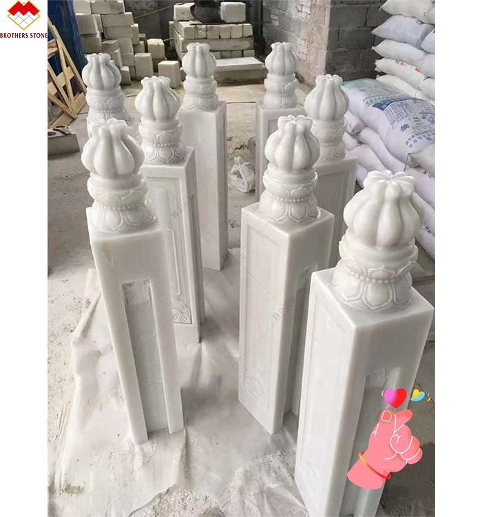 White Onyx Marble Stone Stair Handrail Customized for Villa and House Decorative Baluster