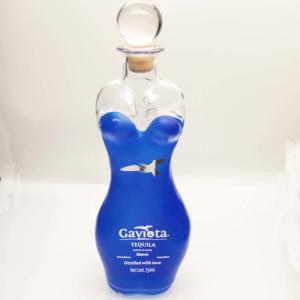 China Partial Blue Coating Tequila Glass Bottle Solid Glass Stopper 750ml Tequila Bottle wholesale