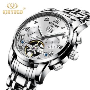 China KINYUED stainless steel tourbillion watch mechanical luminous watch men wristwatch wholesale