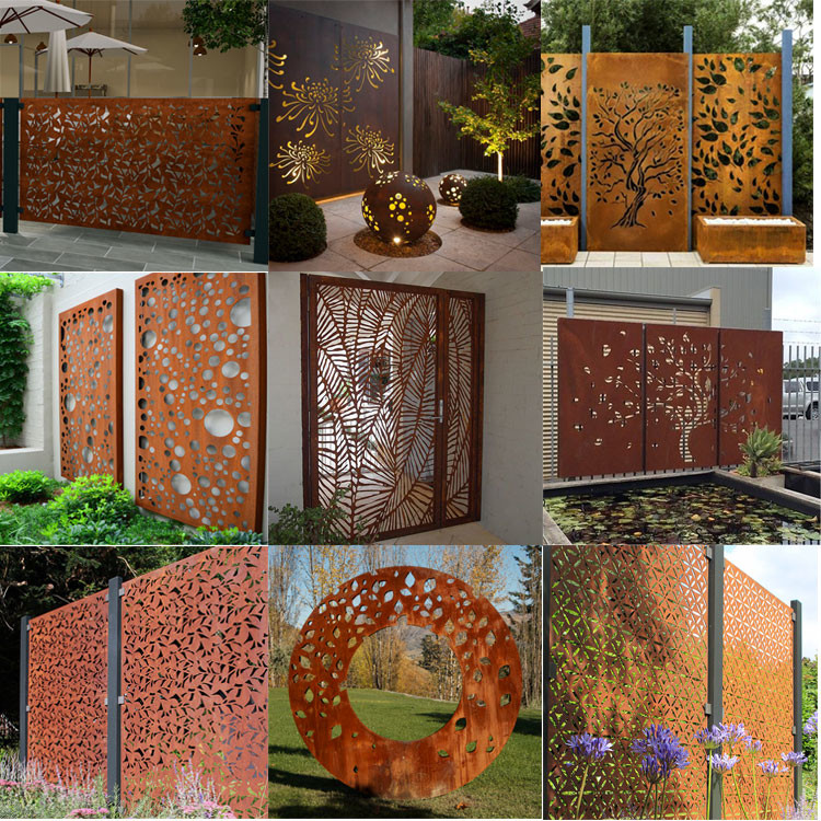 Partition Screen Frame Decorative Laser Cut Metal Panels Outdoor Privacy Mesh