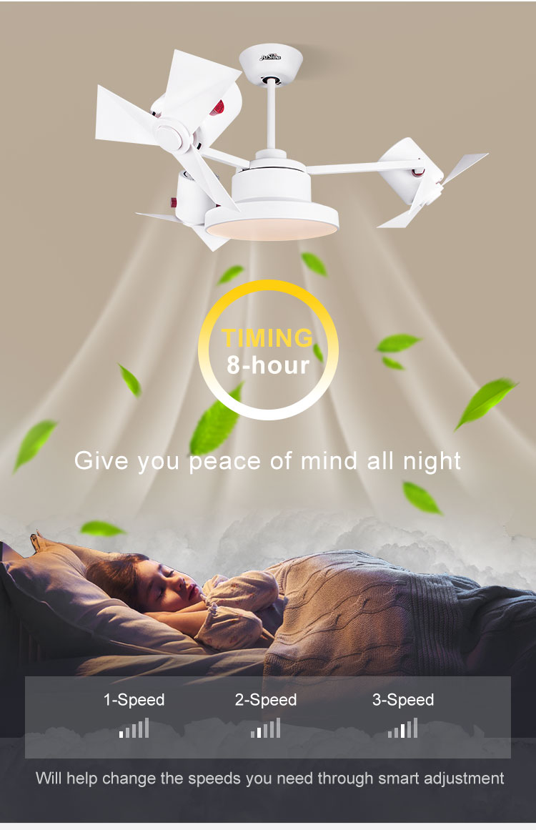 Modern Bedroom Decorative 44-inch LED Ceiling Fan with Remote Control and AC Motor