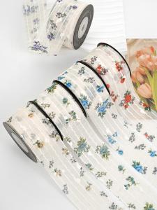 China Flower Printed Personalized Organza Ribbon 4cm Flora Ivory Organza Ribbon wholesale