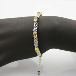 China 925 Silver Created Yellow Cubic Zirconia Tennis Bracelet (SB1001) wholesale