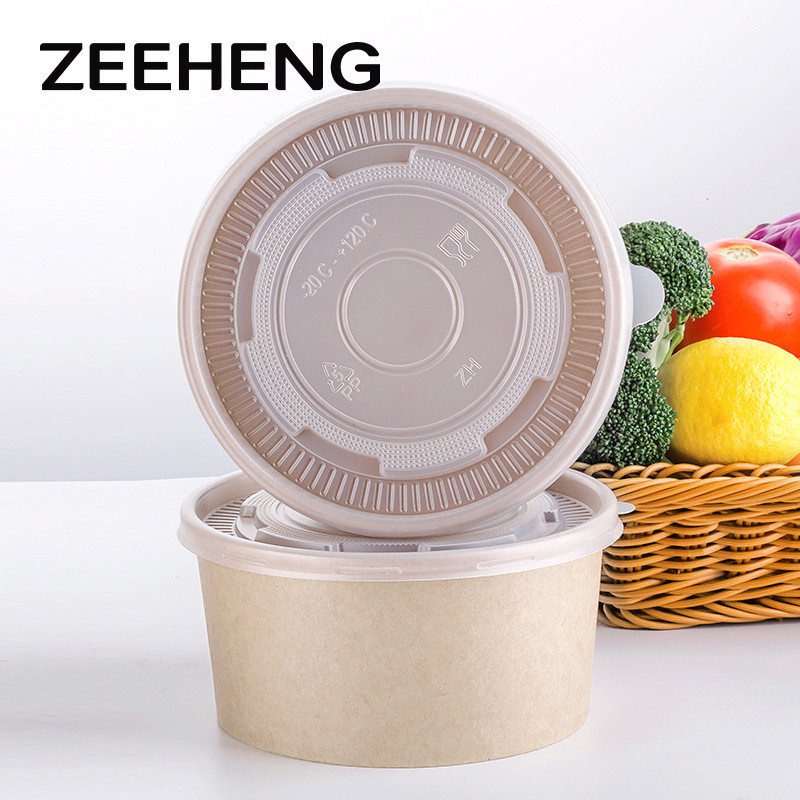 Recycled Materials Water Based Ink Flexo Kraft Paper Bowls for Noodle, Milk, Lollipop