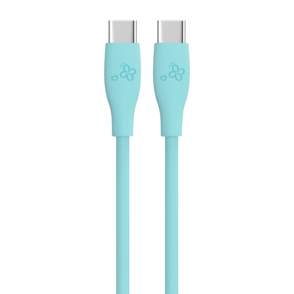 Stylish Design Turquoise USB-C to USB-C Cable with Delicate Flower Patterns OEM CC60W/CL27W 3A Output