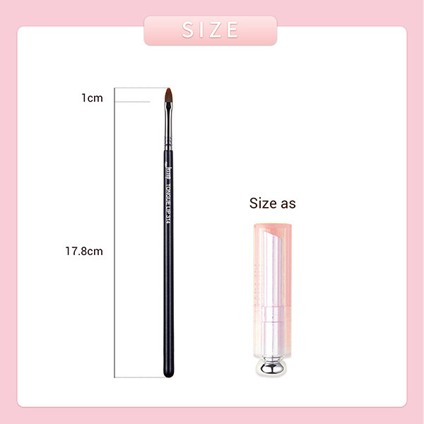 Tongue Shape Synthetic Hair Lip Brush Black Silver Makeup Tools