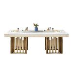 Marble Effect Dining Table And Chairs 200cm Contemporary Stainless Steel Dining