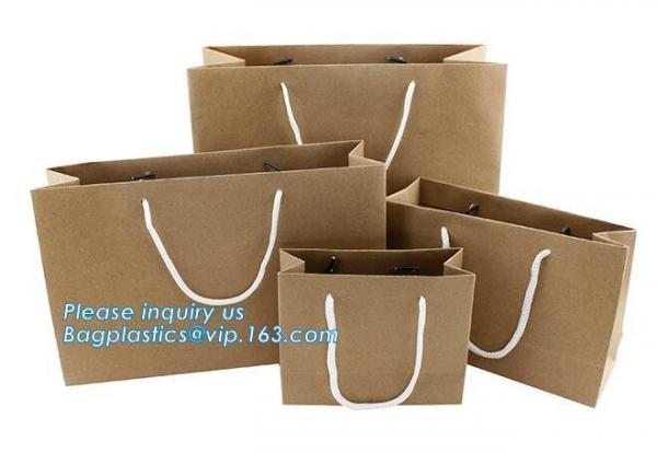 Custom Printed Accept Wholesale Stock White Brown Kraft Paper Shopping Bag With Handle No Minimum, carrier handle bags
