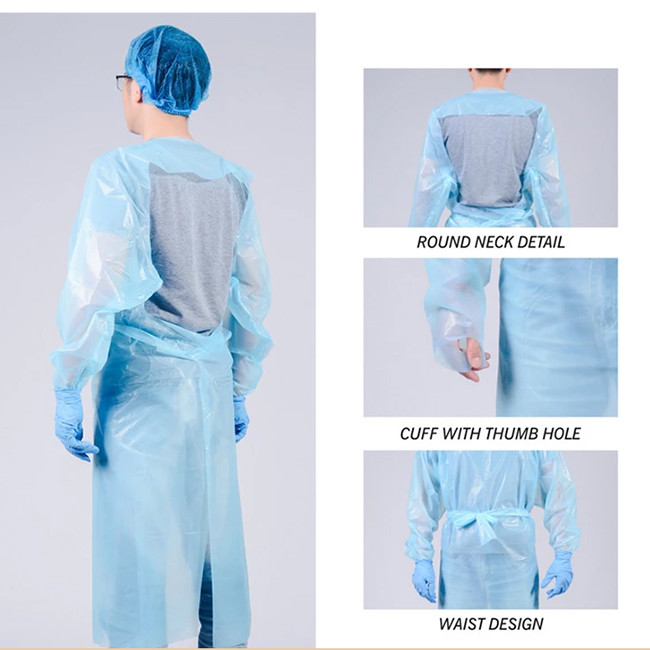 SMS Non Woven Fabric + PE Blue Green 60g Waterproof Surgical Gown For Hospital