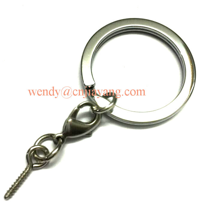 jiayang high quality shiny silver key split ring add snap hook metal chain