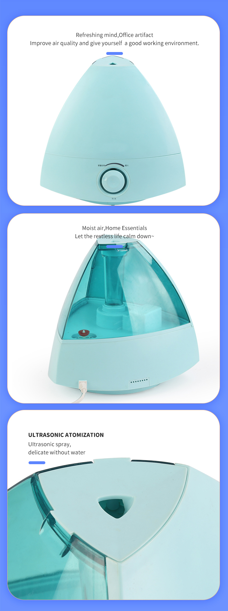Home Appliances Ultrasonic Water Humidifier 1.65 Gallon Mist Output 220V