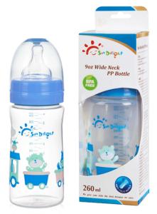 China 9oz 260ml Wide Neck Arc PP Baby Feeding Bottle wholesale