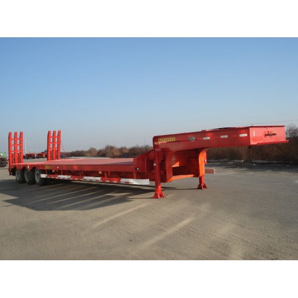 Best price tri axle low loader semi trailer for excavator transport lowbed trailer