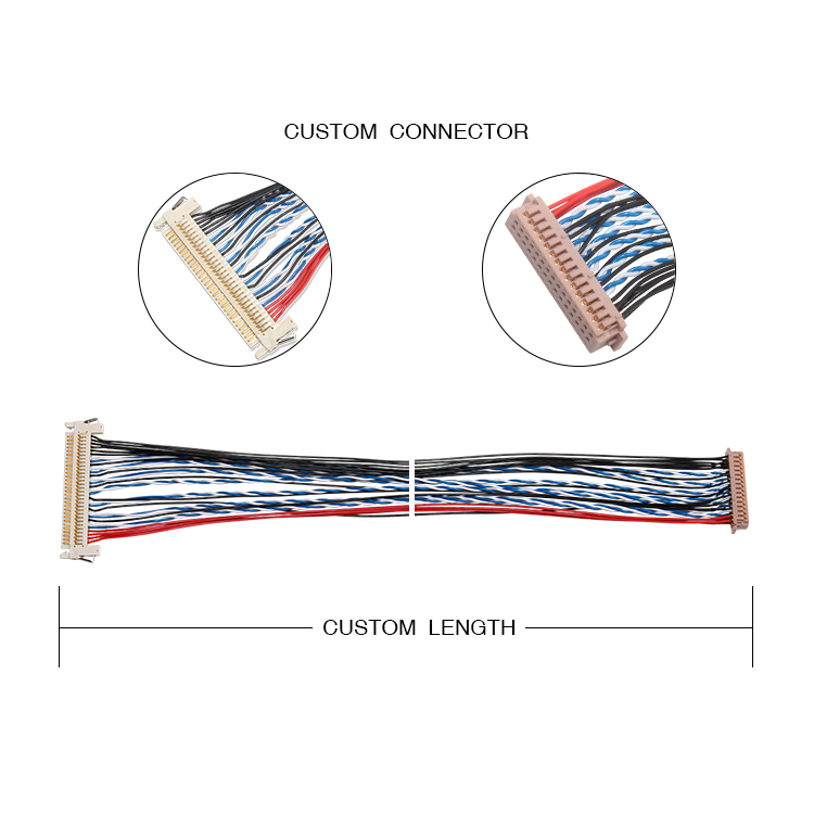 30 Pin 100mm Lvds Cable For LCD Monitor JAE FI-X30HL Hirose DF13-30DS-1.25C