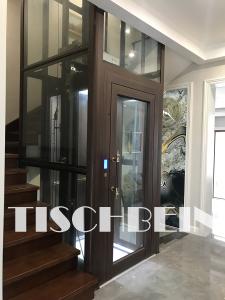 China Germany Technique Gearless Compact Design 300kg-450kg Home Villa Elevator 304 Stainless Steel Cabin EN81 Manual Door wholesale