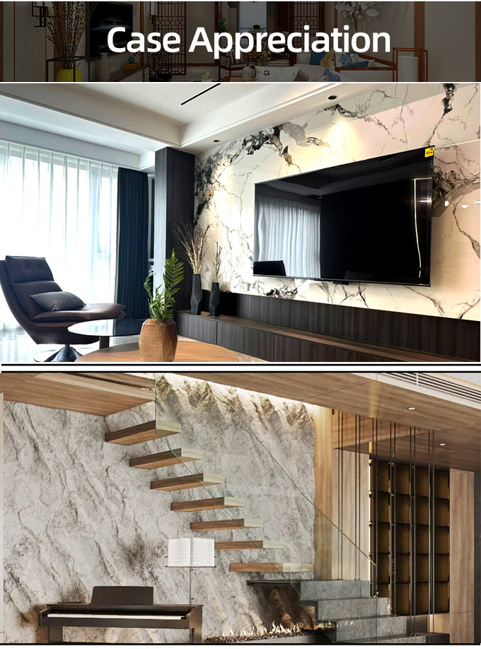 1220*2440mm Marble Wall Paneling Waterproof Marble Bamboo Charcoal Wood Veneer