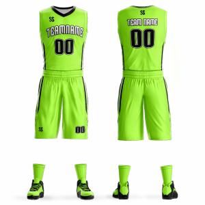 China OEM Competition Clothing , High School Basketball Jerseys Bulk Plain Green Color wholesale