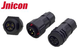 China Black Solder Waterproof Panel Mount Connector 3 Pole Screw Lock Jnicon Splice wholesale