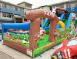 Tarpaulin Commercial Bouncy Slide Combo Farm Animals Bounce House Inflatable