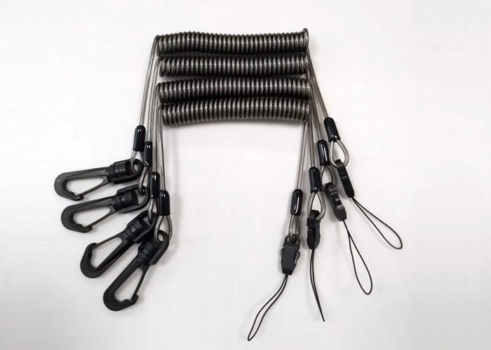 Tool Safety Lanyard 3m Coil Spring Lanyard With Carabiner Custom