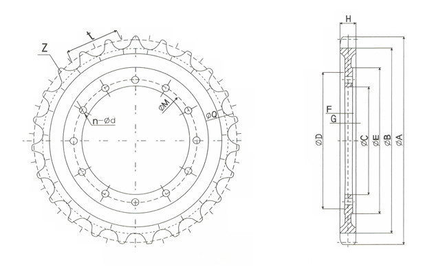 Black Excavator Drive Sprockets DH220 DH300 DH330-3 DAEWOO Undercarriage Parts