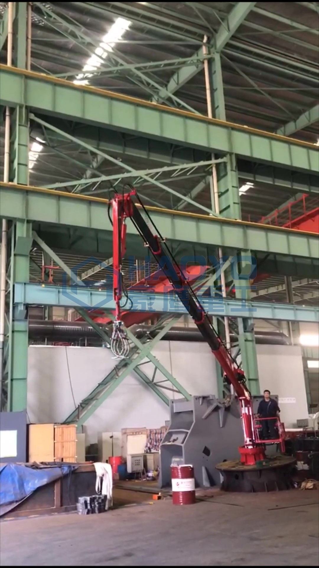 Quickly Move Telescopic Boom Marine Crane With A Grab For Sea Farm marine cranes for sale