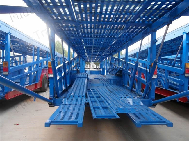 Steel Chassis Automatic Car Carrier Trailer Double Axles Double Floor