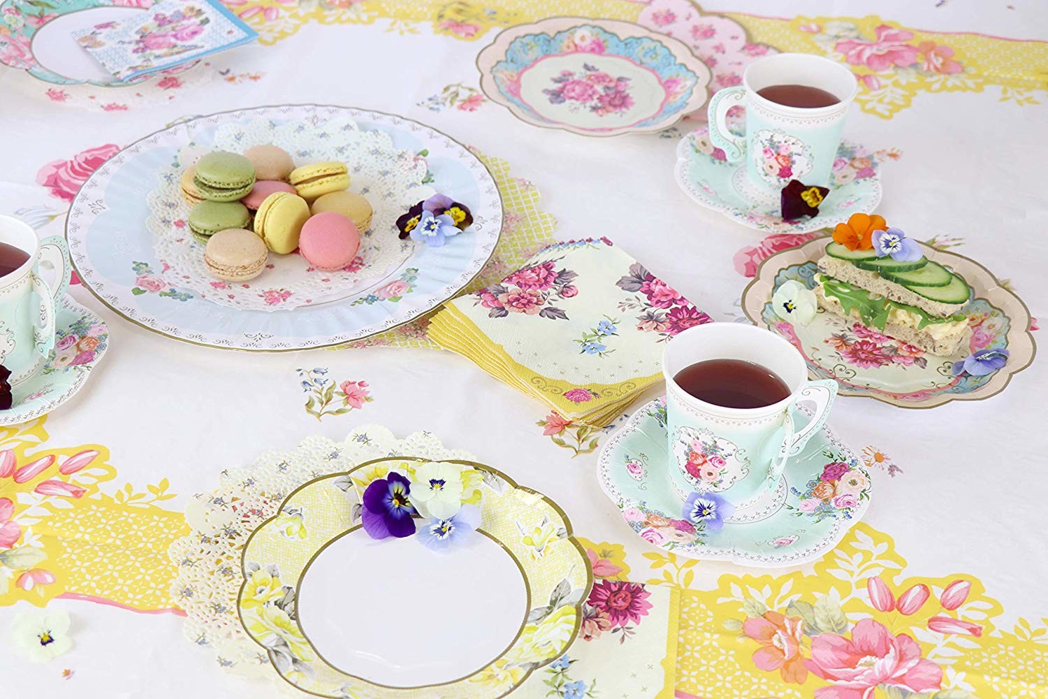 Truly Scrumptious Vintage Floral Tea Cups And Saucer Set Mint Green Color