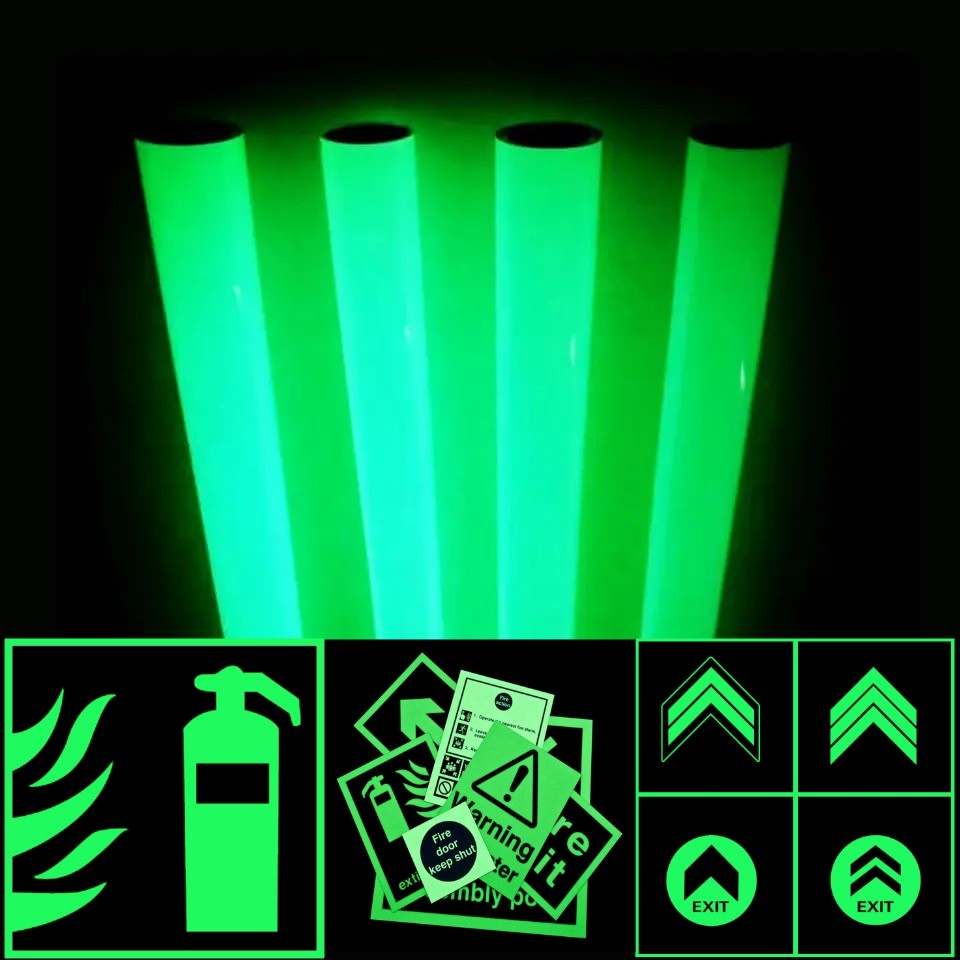Photoluminescent Glow In The Dark Permanent Vinyl Film Roll For Outdoor