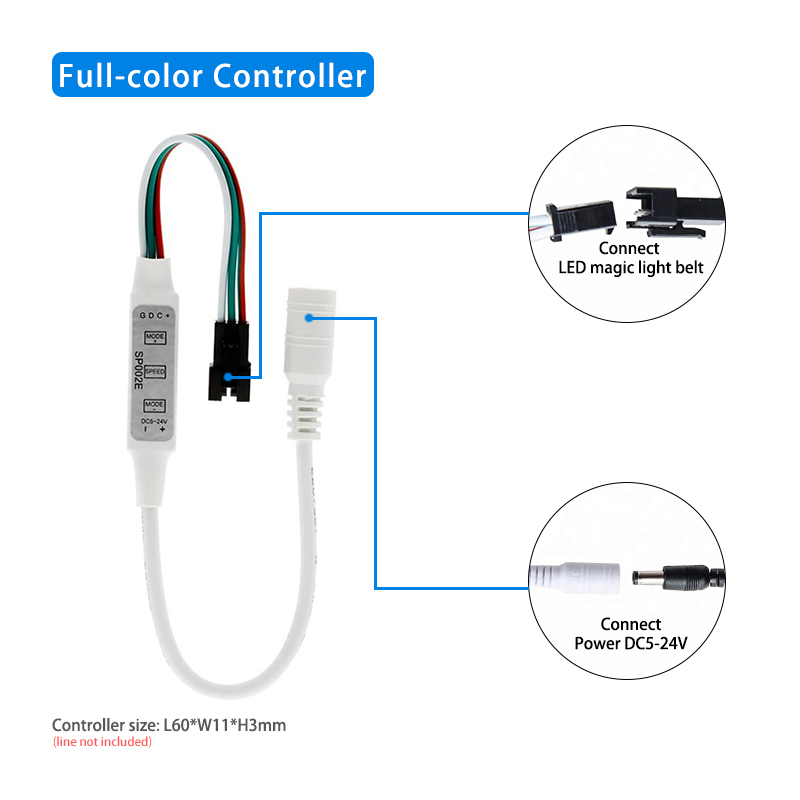 SP002E LED Pixel Controller Mini 3 Key Controllable For Magic Color Strip WS2811