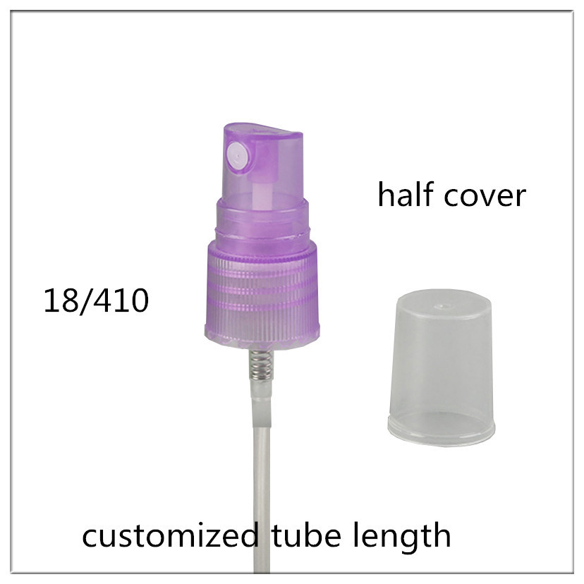 Transparent Purple Perfume Pump Sprayer 18/410 Half Cover Custom Tube Length