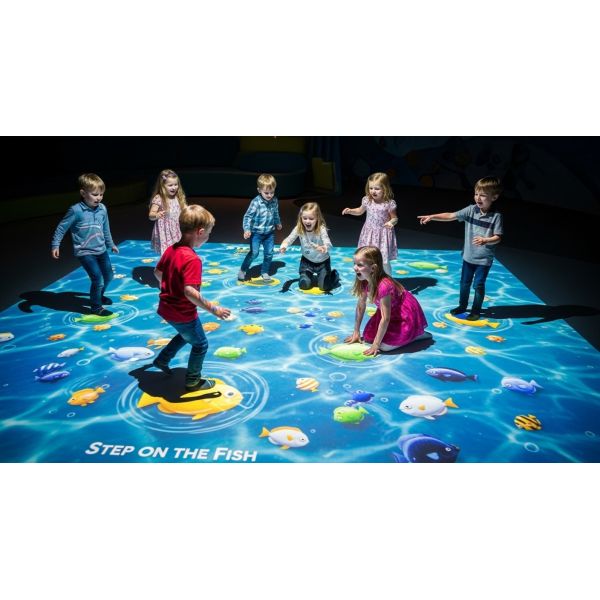 Interactive Floor Projection Game: Step on Fish Fun