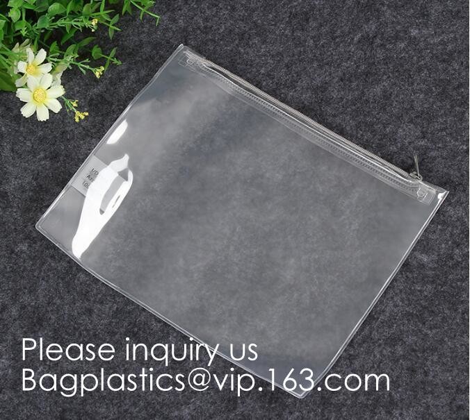 Multi-Purpose Water Resisitant Clear PVC Organizer Bag Pouch with Zipper Closure,Document File Bill Zipper Bag Pencil Po