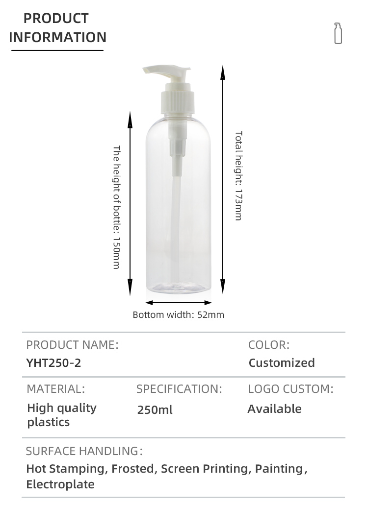 Transparent 250ml Plastic Pump Bottle Lightweight and Impact Resistant