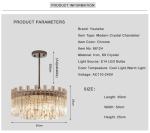 Modern Round LED Light Chandelier Luxury Clear Crystal Lampshade kitchen
