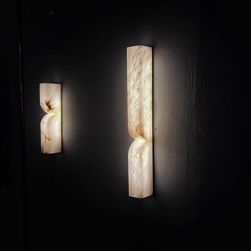 White marble led round and long and plating gold wall lamp for hotel